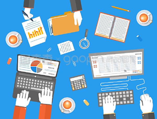 平面设计中的团队合作 商业概念与办公协作