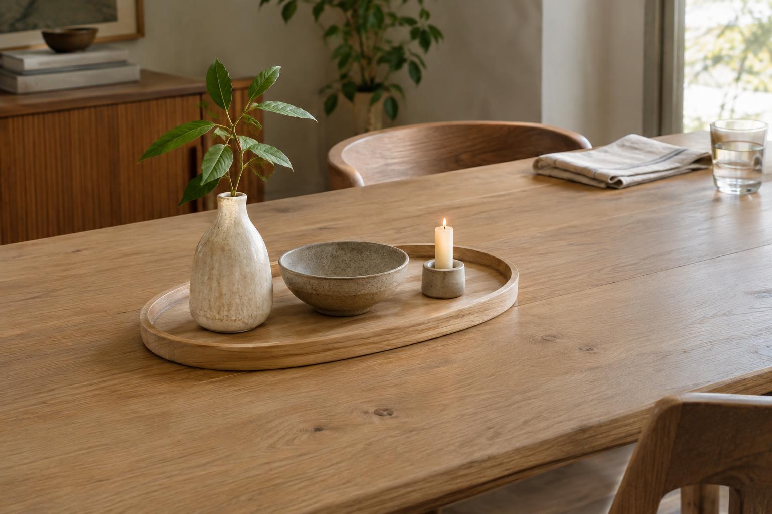 Using a Tray to Give a Table Display a Clear Boundary